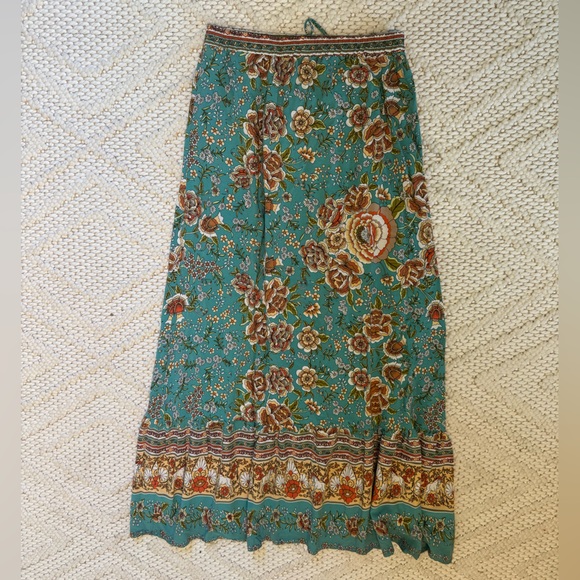 Moonlight Gypsea Hippie Chick Floral Maxi Skirt - turquoise - Picture 3 of 3